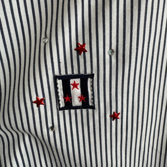 MiLi Designs striped long sleeve button up embroidered size PM - Picture 6 of 6